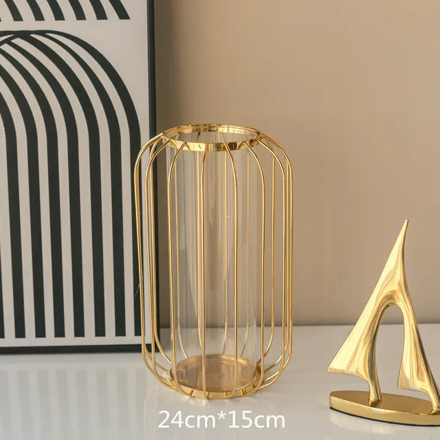 GoldenHues - Nordic gold glass vase