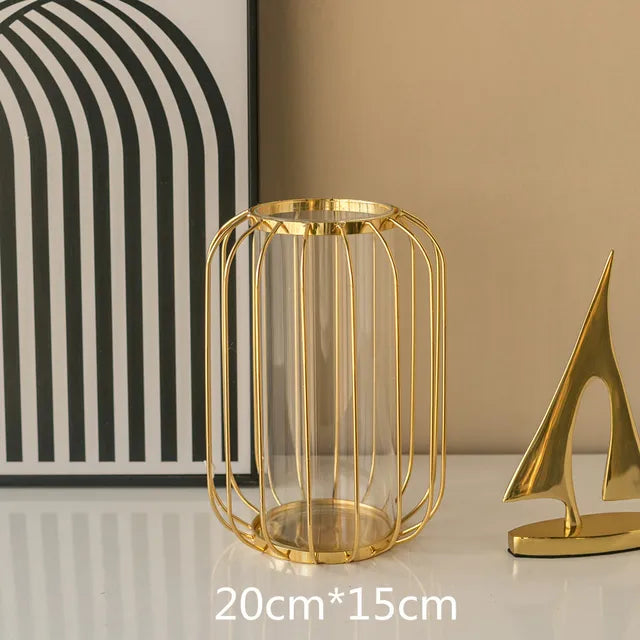GoldenHues - Nordic gold glass vase