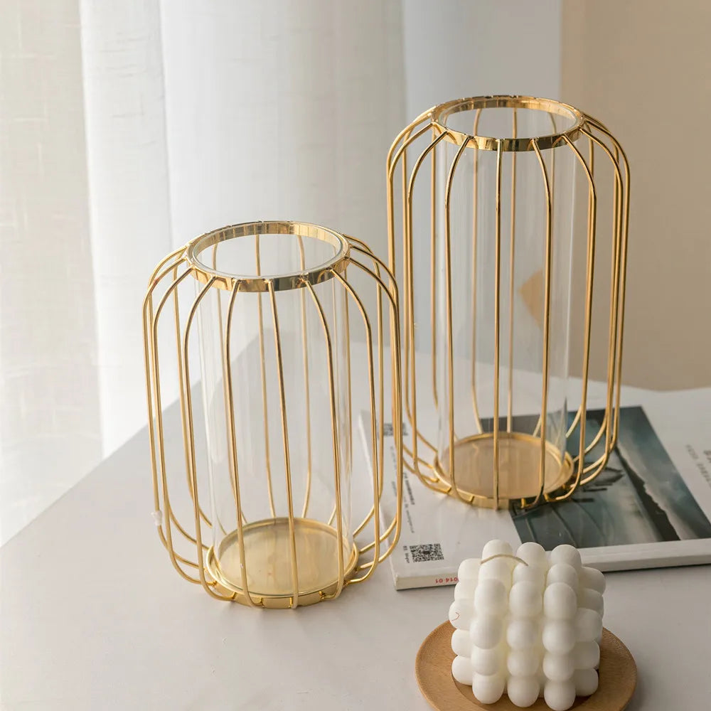 GoldenHues - Nordic gold glass vase