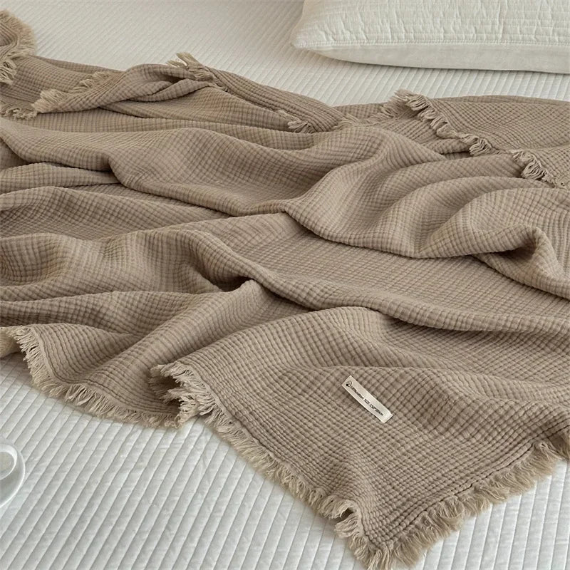 FringeBlanket | Sofa blanket in plain cotton