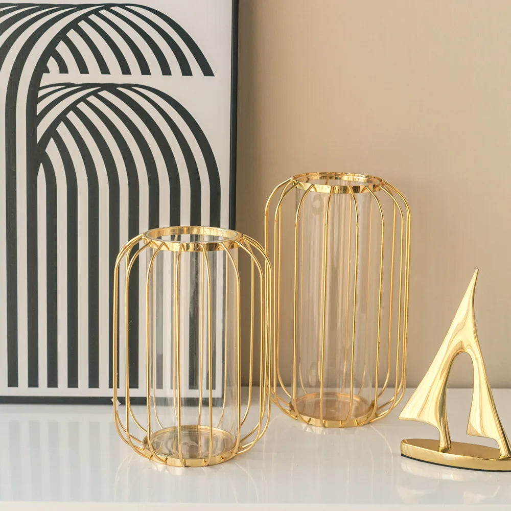 GoldenHues - Nordic gold glass vase