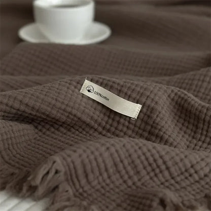 FringeBlanket | Sofa blanket in plain cotton