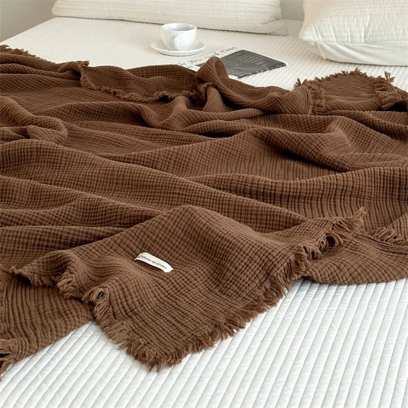 FringeBlanket | Sofa blanket in plain cotton