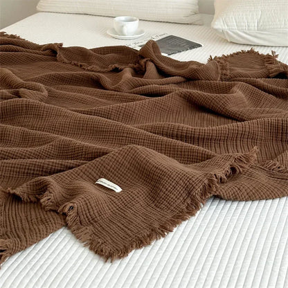 FringeBlanket | Sofa blanket in plain cotton