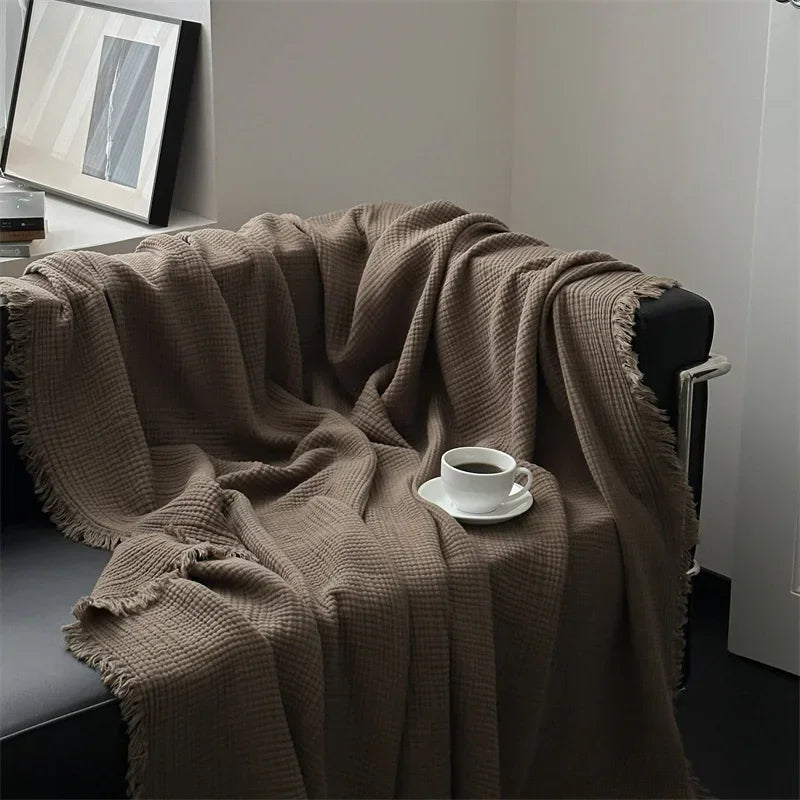 FringeBlanket | Sofa blanket in plain cotton