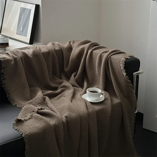 FringeBlanket | Sofa blanket in plain cotton