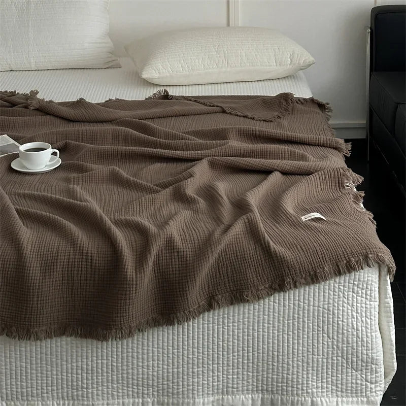 FringeBlanket | Sofa blanket in plain cotton