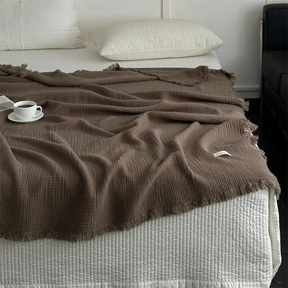 FringeBlanket | Sofa blanket in plain cotton
