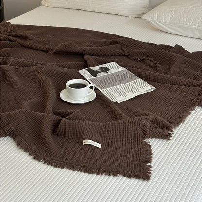 FringeBlanket | Sofa blanket in plain cotton