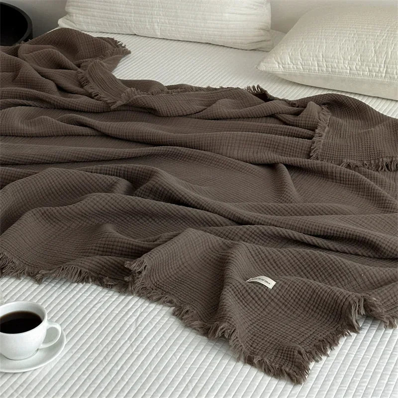 FringeBlanket | Sofa blanket in plain cotton