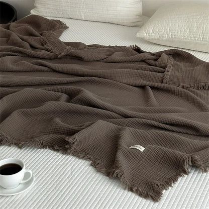 FringeBlanket | Sofa blanket in plain cotton