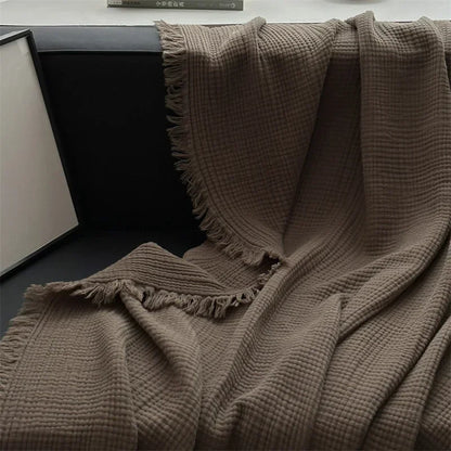 FringeBlanket | Sofa blanket in plain cotton