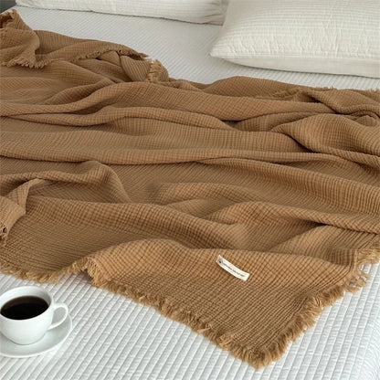 FringeBlanket | Sofa blanket in plain cotton